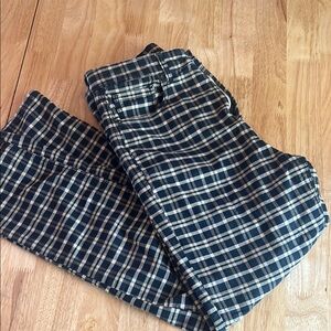 American Eagle Outfitters Navy and White Plaid Pants